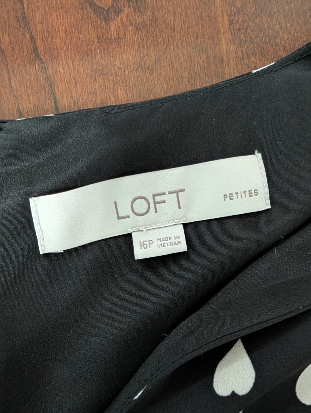 Loft Black And White Heart Dress With Tie Waist, Size 16 Petite - Picture 6 of 8